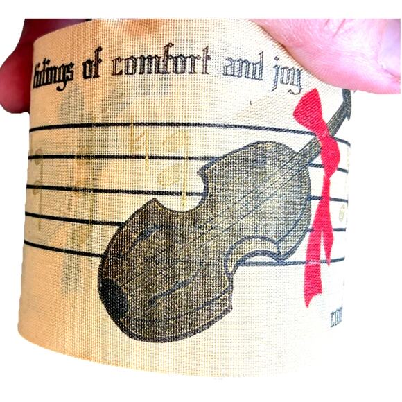 VTG Holiday Ribbon Musician Music Notes Violin Song Music Christmas RARE 2.5" - Picture 1 of 7
